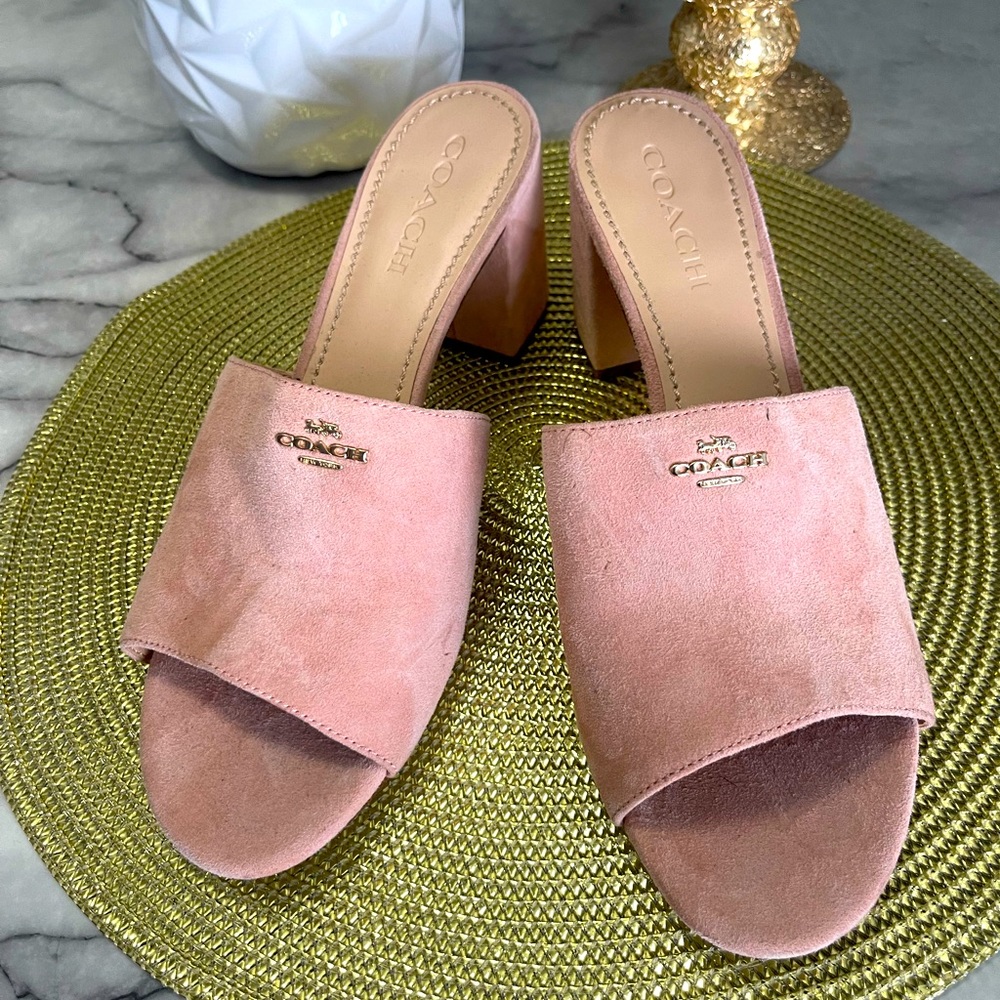 Coach open toes suede mules
